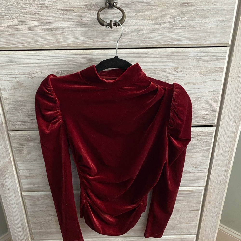 Shein red velvet turtle neck